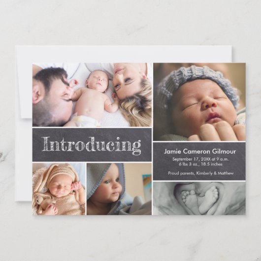 黒板シンプルベビー複数枚 案内状 (正面)