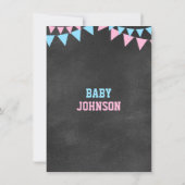 黒板ジェンダーがパーティーの赤ちゃんシャワーを明かす 招待状 (裏面)