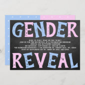 黒板ジェンダーのパーティー!赤ちゃんシャワー 招待状 (正面/裏面)