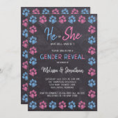 黒板ジェンダー明らかにポープリント青ピンク 招待状 (正面/裏面)