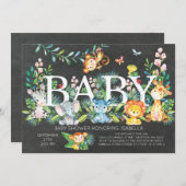黒板ジャングルニュートラルベビーシャワー招待状 招待状 (正面/裏面)