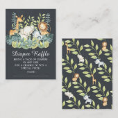 黒板ジャングル動物の赤ちゃんシャワーおむつラッフル エンクロージャーカード (正面/裏面)