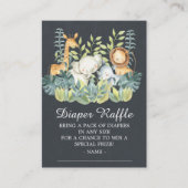 黒板ジャングル動物の赤ちゃんシャワーおむつラッフル エンクロージャーカード (正面)