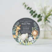 黒板ジャングル動物の赤ちゃんシャワー 招待状 (スタンド正面)