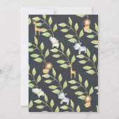 黒板ジャングル動物の赤ちゃんシャワー 招待状 (裏面)