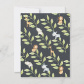 黒板ジャングル動物ニュートラル赤ちゃんシャワー 招待状 (裏面)