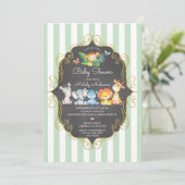 黒板ジャングル動物ニュートラル赤ちゃんシャワー 招待状 (スタンド正面)