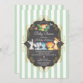 黒板ジャングル動物ニュートラル赤ちゃんシャワー 招待状 (正面/裏面)