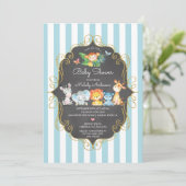 黒板ジャングル動物ボーイズベビーシャワー 招待状 (スタンド正面)