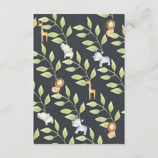 黒板ジャングル赤ちゃんシャワーベビーカード帳 エンクロージャーカード (裏面)