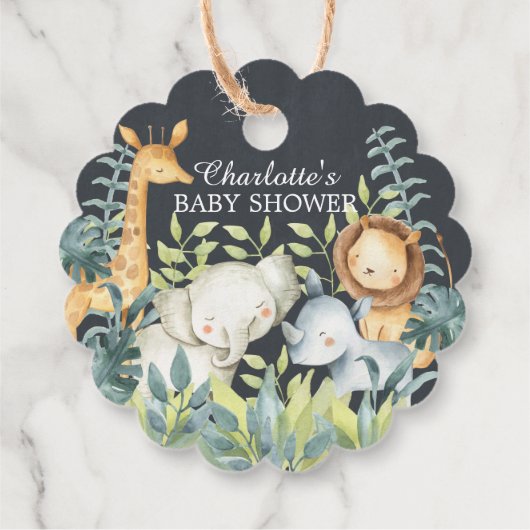 黒板ジャングル赤ちゃんシャワー好意ギフトラベル フェイバータグ (裏面)