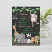 黒板ジャングル テーマのベイビー ブライダル シャワー 招待状 (スタンド正面)