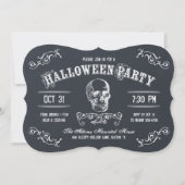 黒板スカルハロウィーン衣装パーティー 招待状 (正面)