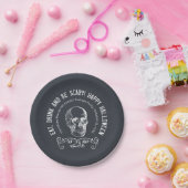 黒板スカルパーソナライズされたハローウィンパーティ ペーパープレート (パーティー)