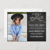 黒板スクリプト卒業生 | 写真の日付を保存 ポストカード (正面/裏面)