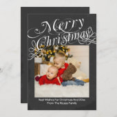 黒板スクロールフォントのクリスマス テンプレート (正面/裏面)