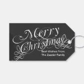 黒板スクロールフォントメリークリスマス ギフトタグ (正面(横))