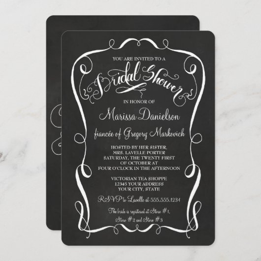 黒板スクロールブライダルシャワー招待状書 招待状 (正面/裏面)