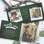 黒板スケッチタイポグラフィ卒業キャップ写真 サンキューカード