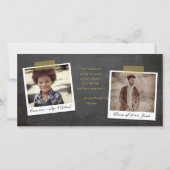 黒板スケッチタイポグラフィ卒業キャップ写真 サンキューカード (裏面)