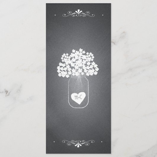 黒板スタイルのメイソンジャー結婚式の受付メニューカード メニュー (裏面)