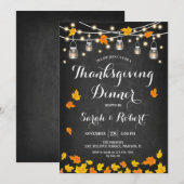 黒板スタイルの感謝祭ディナー 招待状 (正面/裏面)