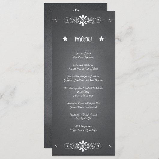 黒板スタイルの結婚式の受付メニューカード 招待状 (正面/裏面)