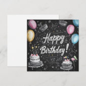 黒板スタイルの誕生日デザイン 招待状 (正面/裏面)