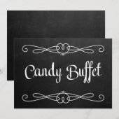 黒板スタイルの「キャンディ・バッフェ」ウェディングサイン 招待状 (正面/裏面)