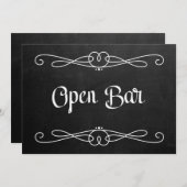 黒板スタイルの「フリードリンク」結婚式看板 招待状 (正面/裏面)