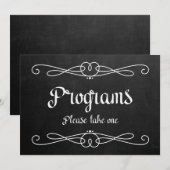 黒板スタイルの「プログラム」結婚式看板 招待状 (正面/裏面)