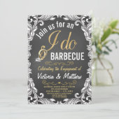 黒板スタイルの「I Do BBQ」招待状 招待状 (スタンド正面)