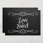 黒板スタイルの「Love is Sweet」ウェディングサイン 招待状 (正面/裏面)