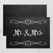 黒板スタイルの「Mr. and Mrs.」結婚看板 (正面/裏面)