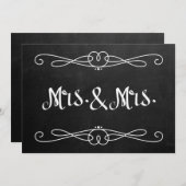 黒板スタイルの「Mrs. and Mrs.」結婚式看板 (正面/裏面)