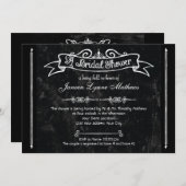 黒板スタイル素朴スワールブライダルシャワーカード 招待状 (正面/裏面)