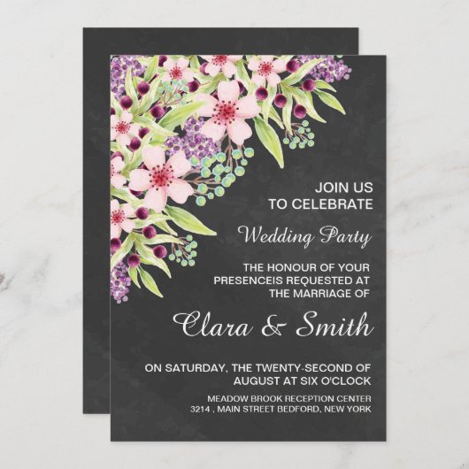 黒板スタイル結婚式招待状 招待状 (正面/裏面)