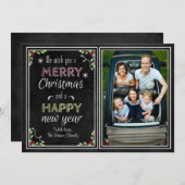 黒板スタイル聖降誕祭お祝い シーズンカード (正面/裏面)