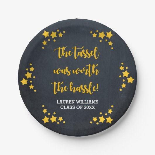 黒板スターズ卒業パーソナライズされた ペーパープレート (正面)