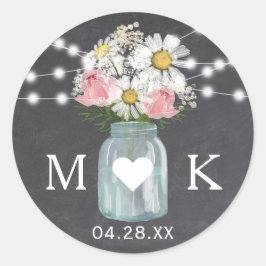 黒板ストリングライツフラワーズ結婚式の引き出物 ラウンドシール