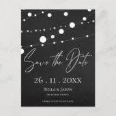 黒板ストリングライトウェディング日付を保存 案内ポストカード (正面)