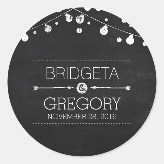黒板ストリングライト結婚式用シール ラウンドシール (正面)