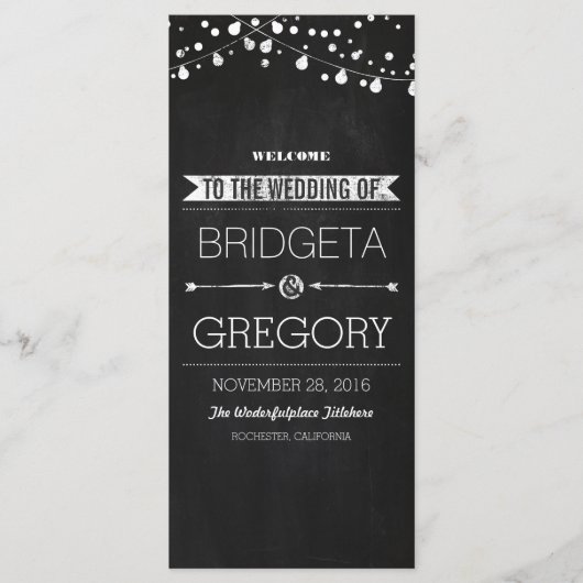 黒板ストリングライト結婚式 プログラム (正面)