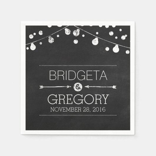 黒板ストリングラ素朴イ結婚ト スタンダードカクテルナプキン (正面)
