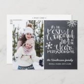 黒板スノーフレークメリークリスマスフォト ポストカード (正面/裏面)