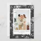 黒板スノーフレーク写真フレームクリスマス シーズンカード (正面)
