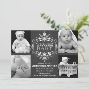 黒板スノーフレーク冬マルチフォトカード シーズンカード