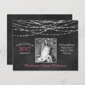 黒板スパークルストリングライト写真卒業 案内状 (正面/裏面)