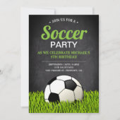 黒板スポーツキッズサッカー誕生日パーティー 招待状 (正面)