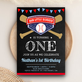 黒板スポーツ 野球 1歳の誕生日パーティー 招待状